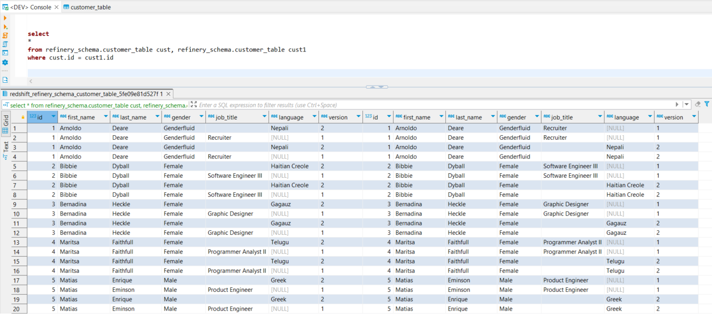 Query the Source Data Versions