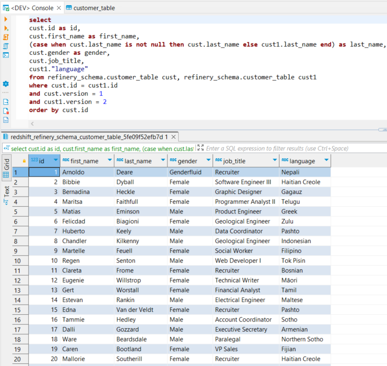 Query the Source Data Versions