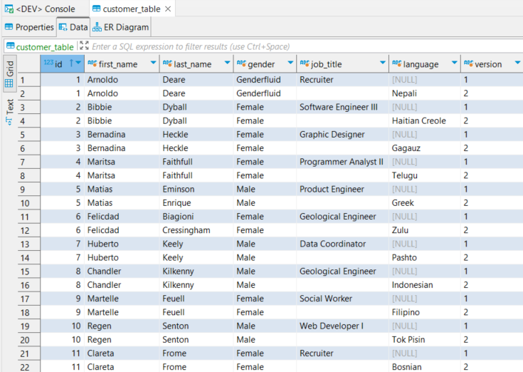 Query the Source Data Versions