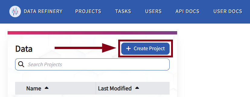 Create Project Button