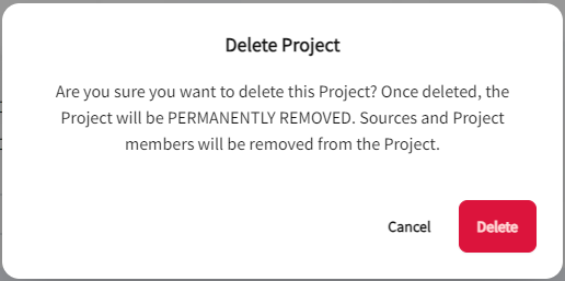 Confirm Project Deletion