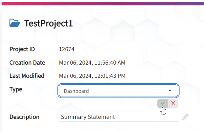 Project Update Confirm Button