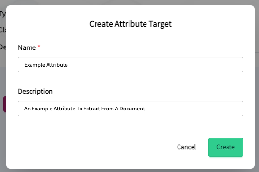 Attribute Target Modal View With Data Filled Out