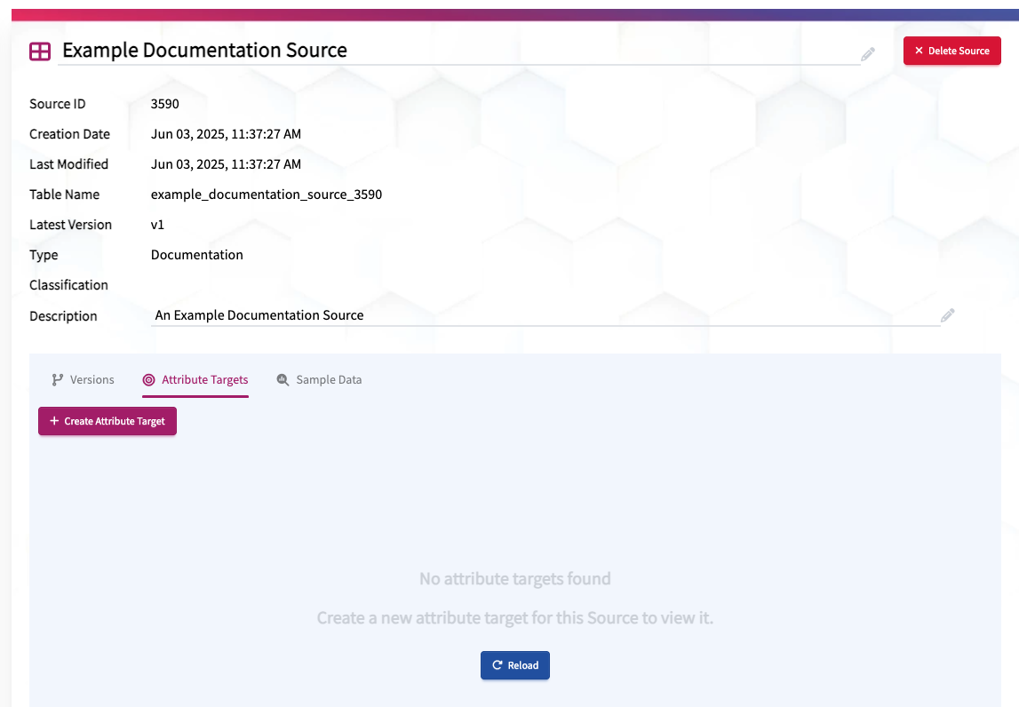 Attribute Targets View in the UI