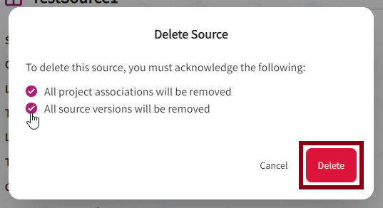 Source Delete Button