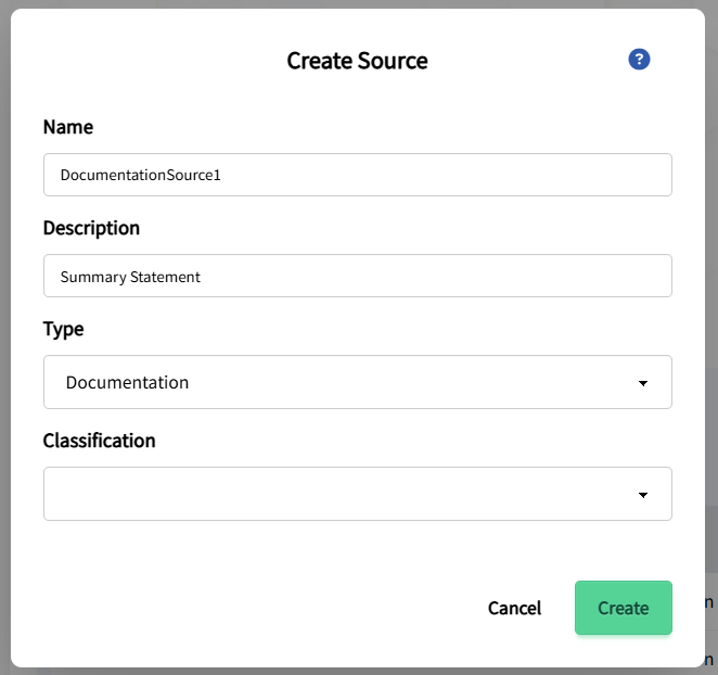 Documentation Source Creation Form