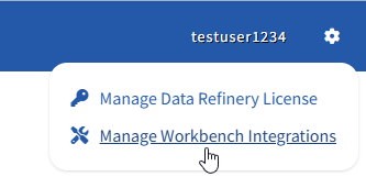 Manage Workbench Integrations Button