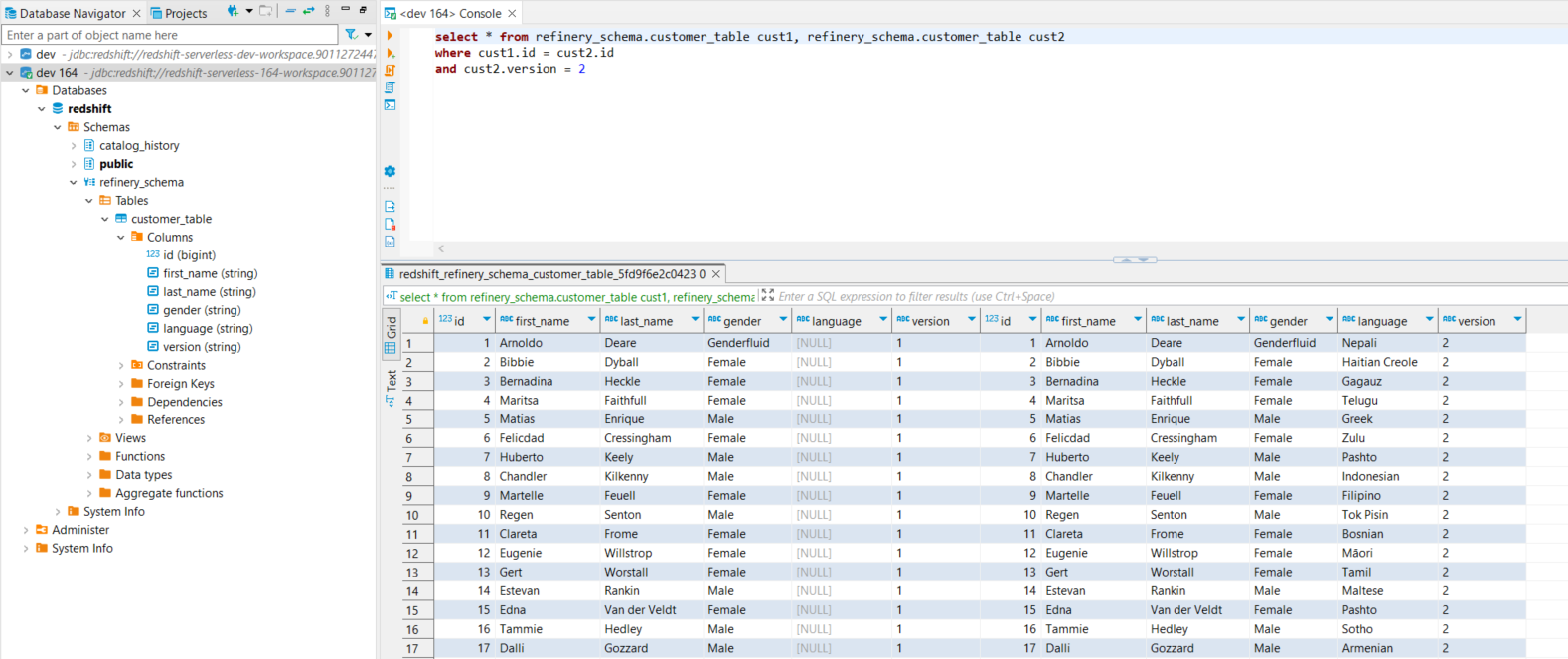 Create a Query to return both versions