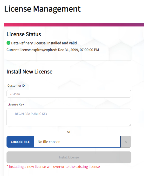 License Management Page